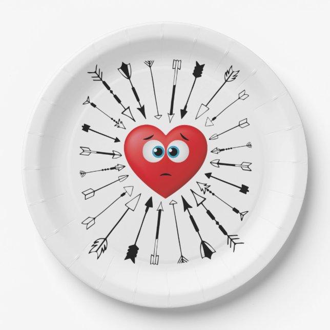 Funny Anti-Valentines Day Dating Love Arrows Chase Paper Plates (Front)