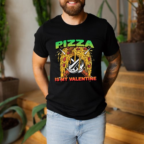 Funny Anti Valentines Day Gifts Gaming Pizza Love T_Shirt