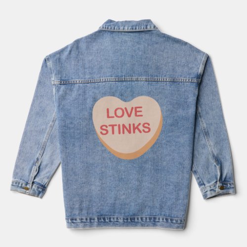 Funny Anti_Valentines Day Love Stinks Heart Candy  Denim Jacket