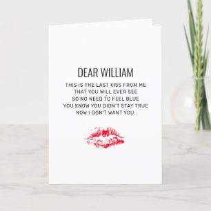 Funny Anti Valentines Day Poem Red Kiss Card