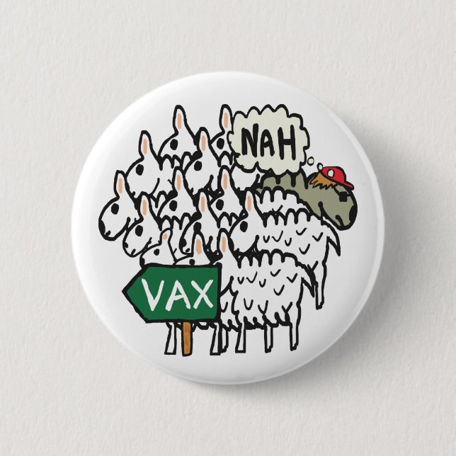 Funny Anti Vax Sheep Button (Front)