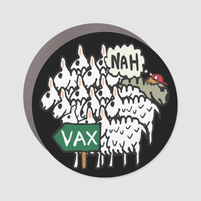Funny Anti Vax Sheep Car Magnet (Front)