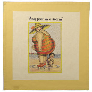 Funny Antique Couple on Beach Oddity Napkin