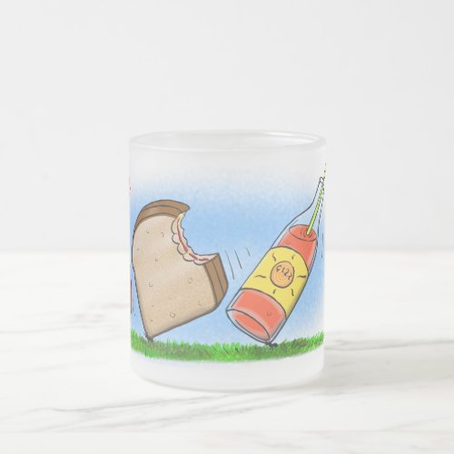 Funny ants cartoon frosted glass coffee mug