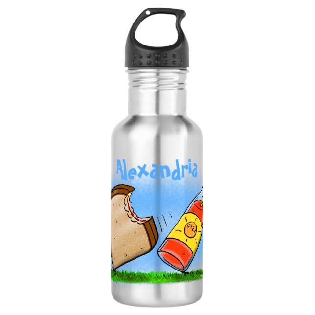 Funny ants cartoon stainless steel water bottle (Front)