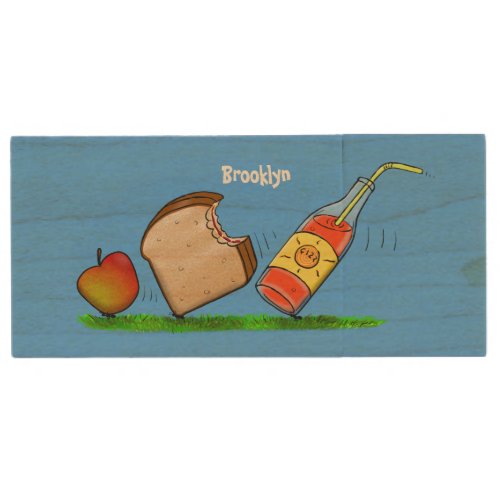 Funny ants cartoon wood flash drive