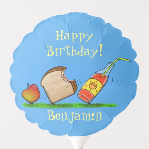 Funny ants picnic cartoon illustration balloon