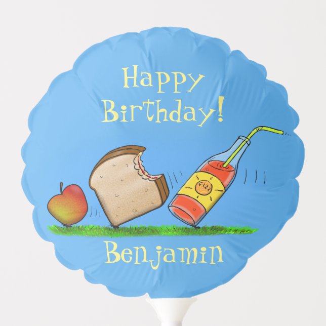 Funny ants picnic cartoon illustration balloon (Front)