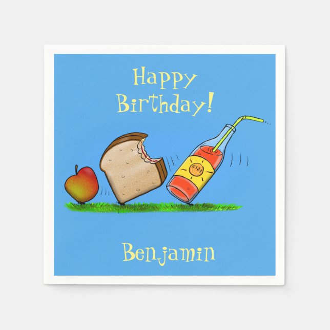 Funny ants picnic cartoon illustration napkins (Front)