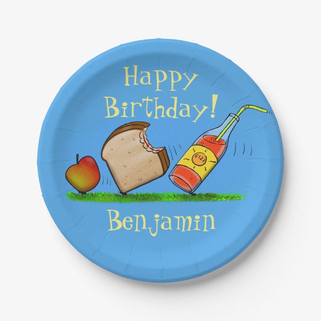 Funny ants picnic cartoon illustration paper plates (Front)