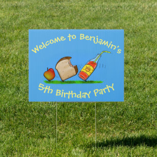 Funny ants picnic cartoon illustration sign