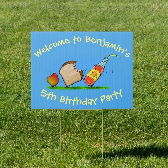 Funny ants picnic cartoon illustration sign (Insitu)