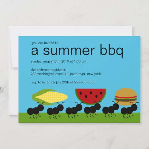 Funny ANTS Summer BBQ Bash Invitation