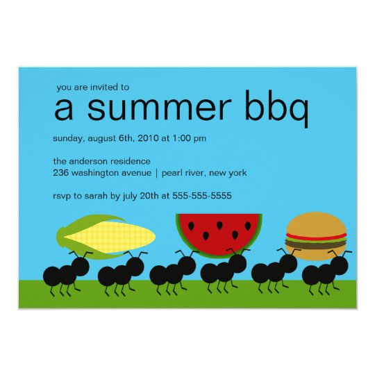 funny ants summer bbq bash invitation zazzle com