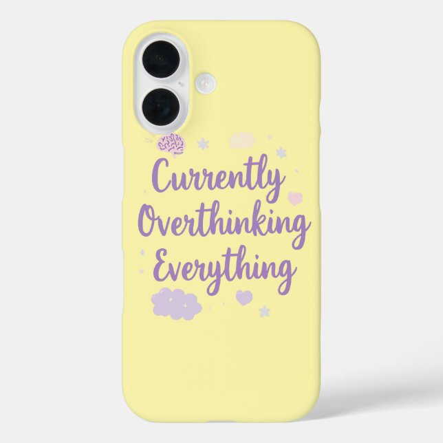 Funny Anxiety Overthinking Quote Pastel Case-Mate iPhone Case (Back)