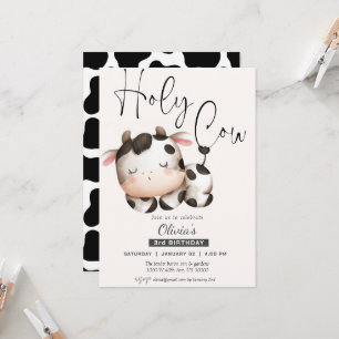 Funny, Any age, gender neutral cow birthday  Invitation
