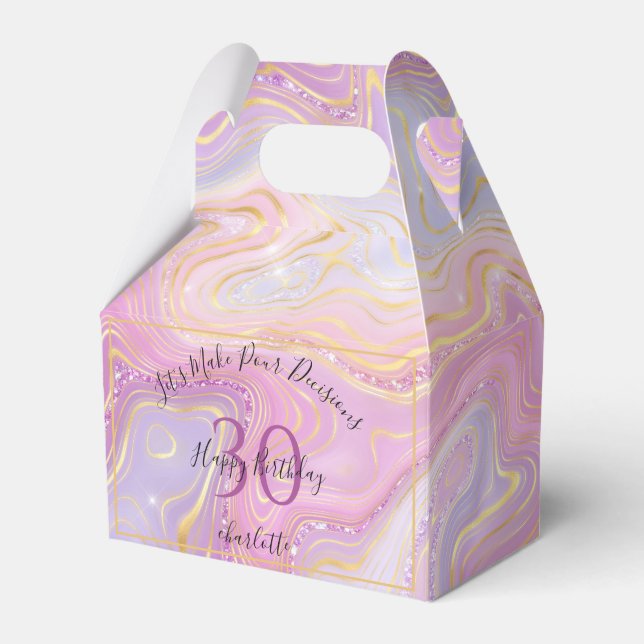 Funny Any Age Pink Gold Glitter Agate Geode Favor Boxes (Front Side)