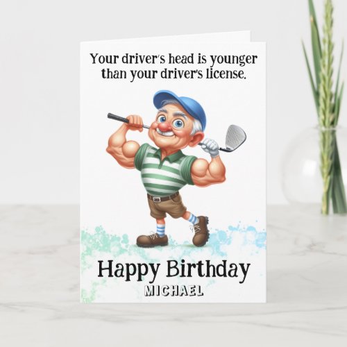 *~*  Funny AP94  Older Golfer Man Birthday Card