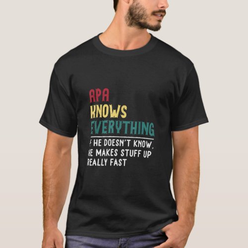 Funny Apa know Everything Fathers day gift for Gr T_Shirt