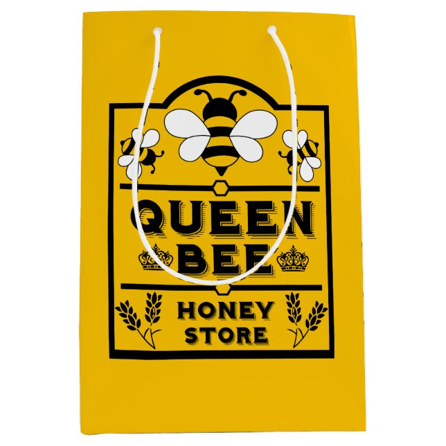Funny Apiary Honey Queen Bee Medium Gift Bag (Front)