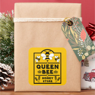 Funny Apiary Honey Queen Bee Square Sticker