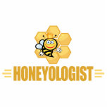 Funny Apiculture Cutout<br><div class="desc">HONEYOLOGIST. Humorous title for someone who loves honey! Design features a big golden honey comb with a smiling honey bee. Great for fans of beekeeping,  apiculture,  medicinal herbs,  farmers and those who just love eating delicious honey. Find other funny designs like this one at the Ologist Shop.</div>