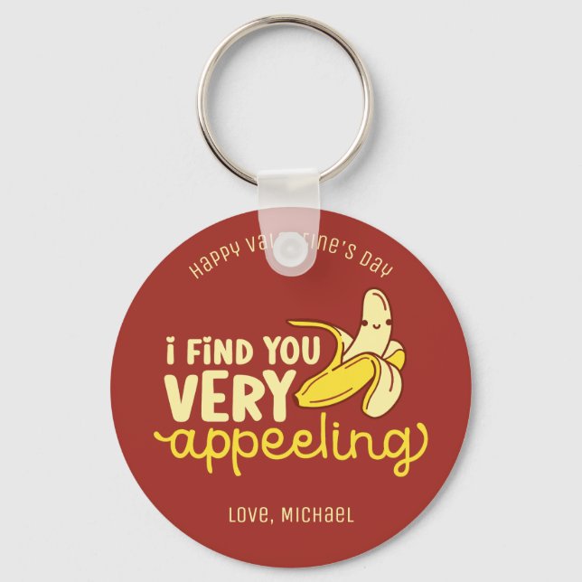 Funny Appealing Banana Pun Cute Valentine's Day Keychain (Front)