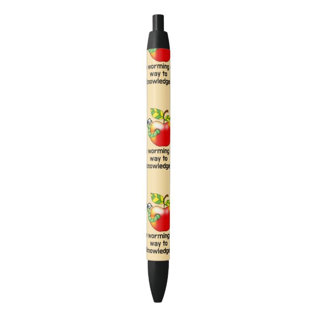 Funny apple and worm education pun art pen (Front Vertical)