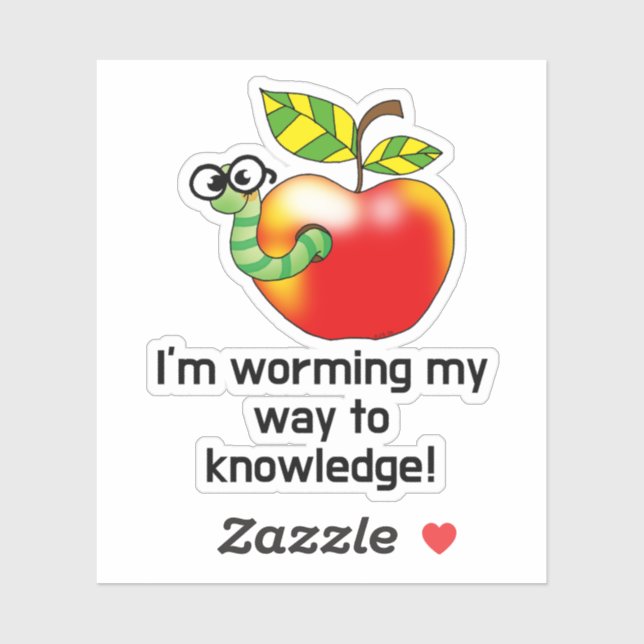 Funny apple and worm education pun art sticker (Sheet)