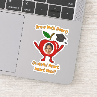 Funny Apple Custom Photo Grateful Heart Smart Mind Sticker