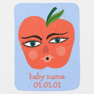 Funny Apple CUSTOMIZABLE Baby Name Birthday Baby Blanket