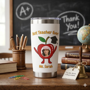 Funny Apple Teacher Appreciation Photo Gift Custom Insulated Tumbler