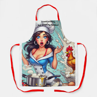 Funny Apron – Chaotic Chef Cartoon with Exploding 
