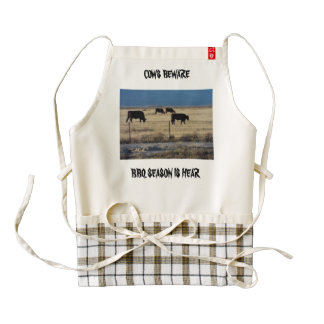 Funny apron, Cow beware BBQ season is hear. Zazzle HEART Apron