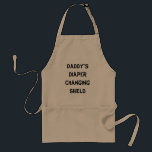 Funny apron for New Dad "diaper changing shield"<br><div class="desc">This is the perfect gift for any new dad or dad-to-be! Personalize it,  change it up and then Fill up the pockets of the apron with the baby items and really make this a one-of-kind gift that any Dad or Mom will love,  cherish (AND NEED!)</div>