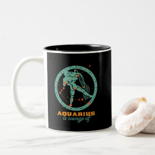 Funny Aquarius Zodiac Star Astrology Birthday Two-Tone Coffee Mug