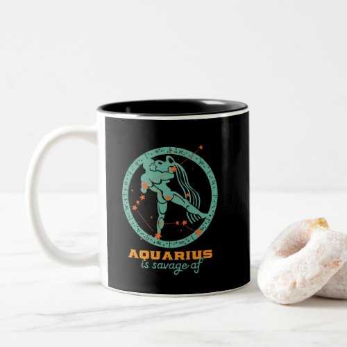 Funny Aquarius Zodiac Star Astrology Birthday Two_Tone Coffee Mug