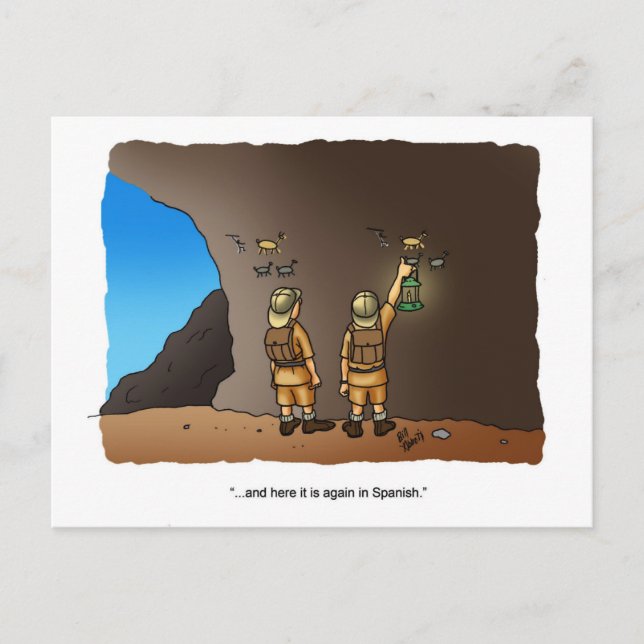 Funny Archaeologist Humor Cave Drawings Postcard (Front)