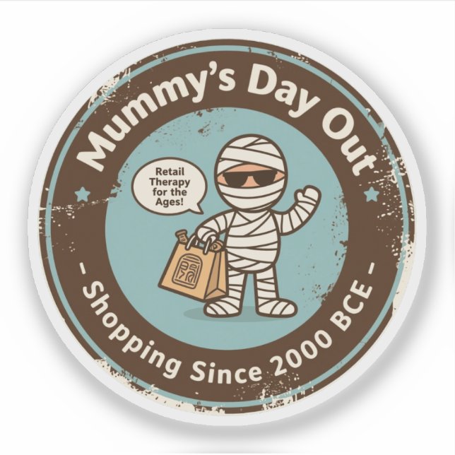 Funny Archaeology Shopping Humor Sticker (Front)