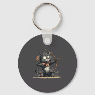 Funny Archer Cat With Bow And Arrow Graphic Costum Keychain