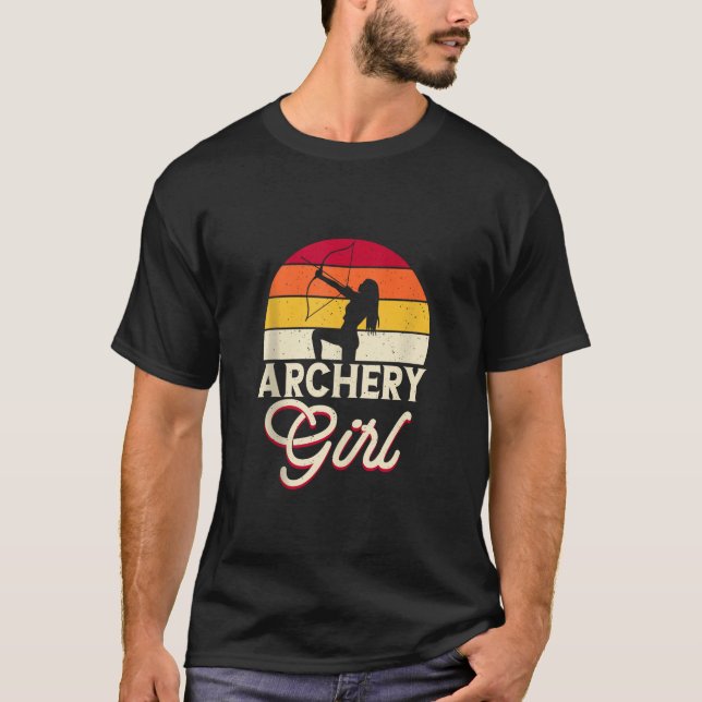 Funny Archery Girl Hunter Sport Long Bow Shooting  T-Shirt (Front)