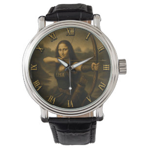 Funny Archery Mona Lisa Bow and Arrow Gift Watch