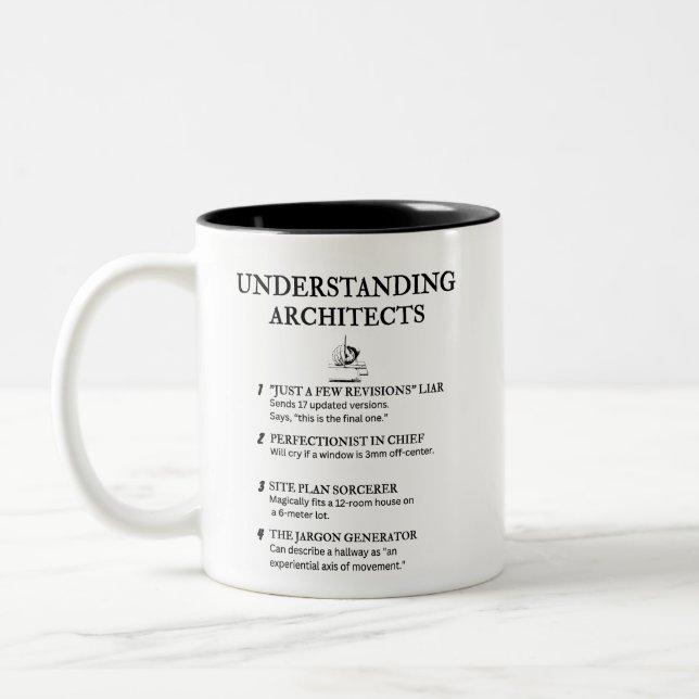 Funny Architect Definitions Two-Tone Coffee Mug (Left)