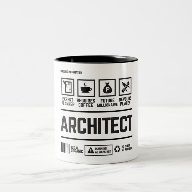 Funny Architect Handling Information Two-Tone Coffee Mug (Center)