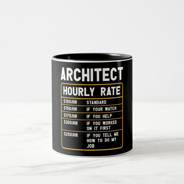Funny Architect Hourly Rate Two-Tone Coffee Mug (Center)