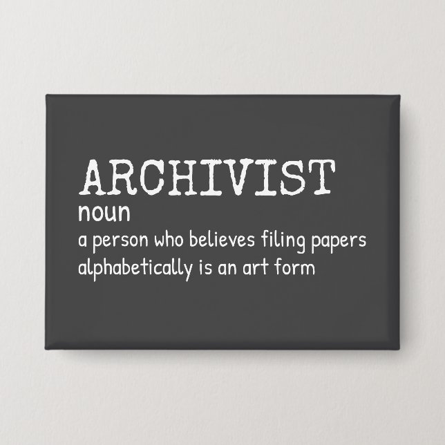 Funny Archivist Definition Button (Front)
