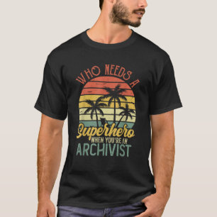 Funny Archivist Superhero Vintage Tee For Men Dad