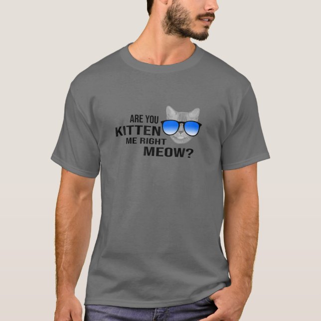 Funny Are You Kitten Me Right Meow Cat Lover T-Shirt (Front)