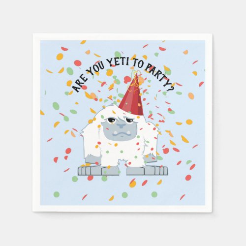 Funny Are You Yeti to Party Cute Cartoon Yeti Napkins