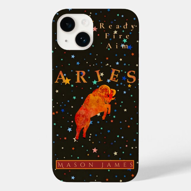 Funny Aries Zodiac Black Red Personalized Case-Mate iPhone Case (Back)